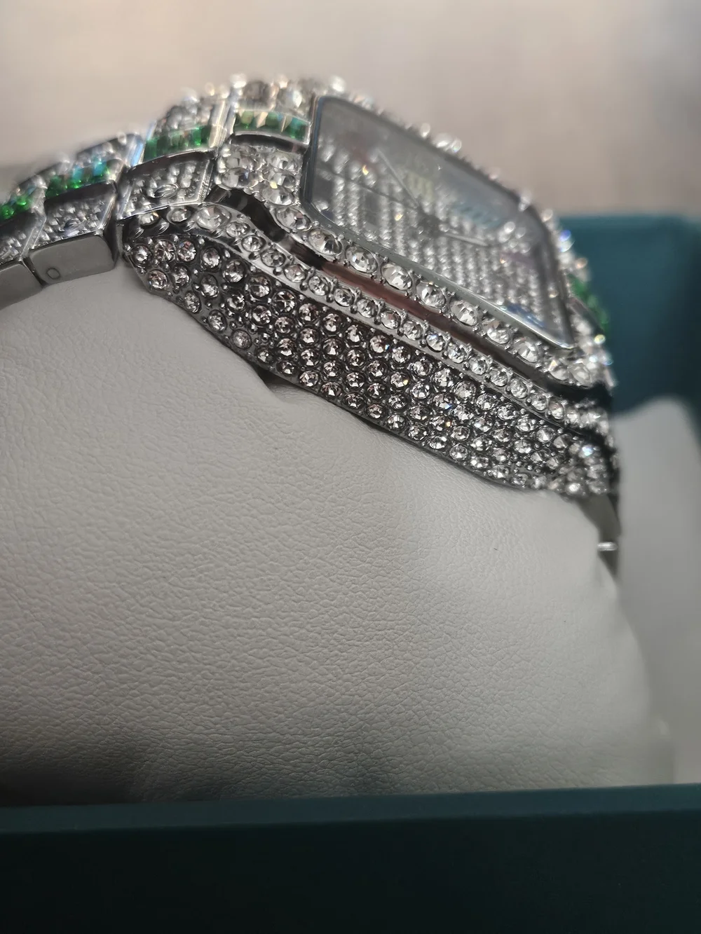 BiBi Silver Watch with Green Accents and Multicolor Markers